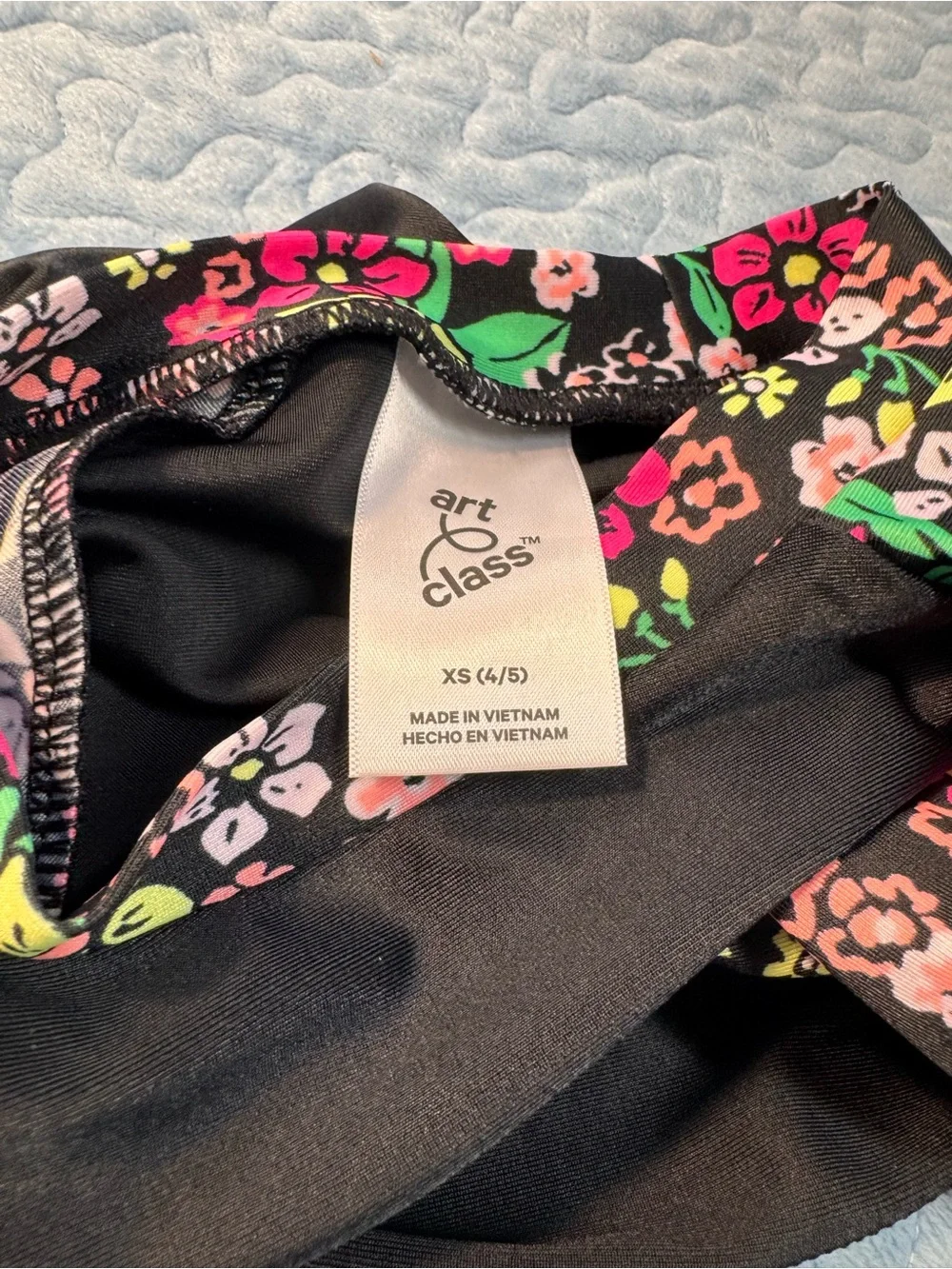 art class Black Crop Rash Guard with Pink & Green Floral Sleeves